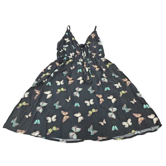 Wild Fable Dresses & Skirts - Y2k Babydoll Butterfly Dark Black Print Dress Size XS Strappy Wild Fable Smocked